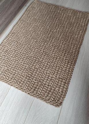 Двухсторонний коврик из джута. маленький плетёный коврик.