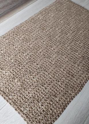 Джутовий килим, плетений килимок, в'язаний килим. 84/55 см.7 фото