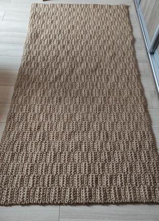 Великий двосторонній плетений килим доріжка. 1/2 м. джутовий килим ручної роботи. вязаний килим.3 фото