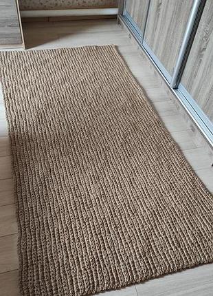 Великий двосторонній плетений килим доріжка. 1/2 м. джутовий килим ручної роботи. вязаний килим.