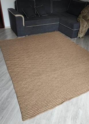 Великий килим ручної роботи із джуту. в'язаний килим. 2/2,5 м