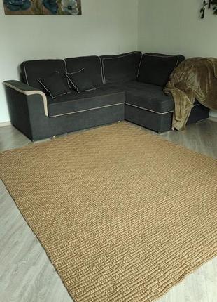 Великий килим ручної роботи із джуту. в'язаний килим. 2/2,5 м