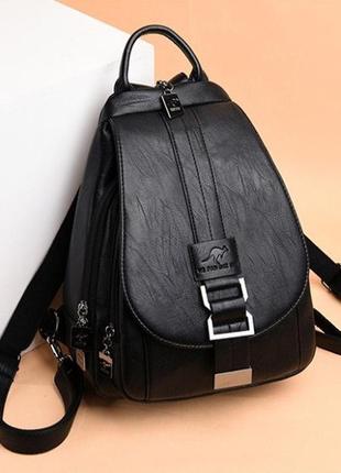 Женский рюкзак сумочка небольшой прогулочный, рюкзачок сумка для девушек черный бордовый1 фото
