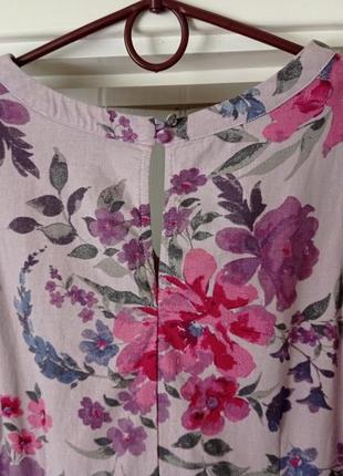 Платье розовое в цветах лен-вискоза4 фото