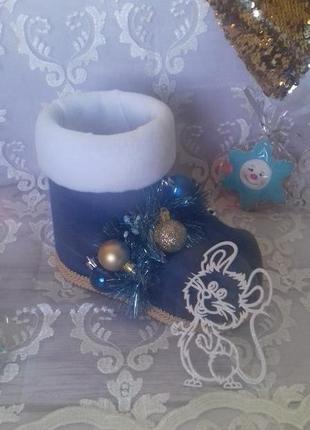 Новогодний рождественский сапожок ботинок для подарков