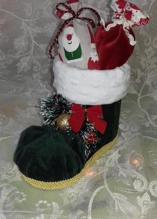 Новогодний рождественский сапожок ботинок для подарков