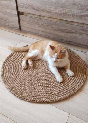 Круглий джутовий килим, плетений килимок. діаметр 60 см1 фото