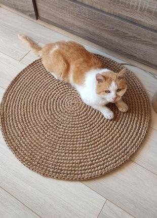 Круглий джутовий килим, плетений килимок. діаметр 60 см4 фото