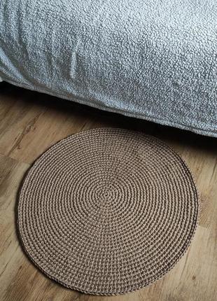 Круглый джутовый коврик диаметр 70см. плетёный коврик.3 фото