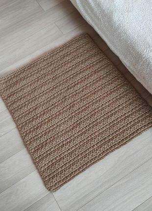 Маленький двосторонній плетений килимок. джутовий килим ручної роботи. в'язаний килимок.9 фото