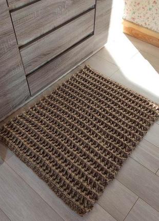 Килимок із джуту, джутовий килим, плетений килимок.6 фото