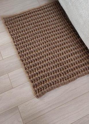 Маленький плетений килимок. джутовий килим ручної роботи. в'язаний килим.9 фото