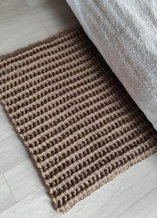Маленький плетений килимок. джутовий килим ручної роботи. в'язаний килим.10 фото