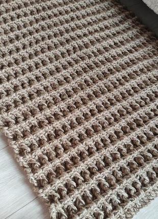Маленький плетений килимок. джутовий килим ручної роботи. в'язаний килим.5 фото
