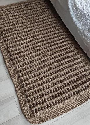 Плетений килим ручної роботи. прямокутний джутовий килим. циновка.2 фото