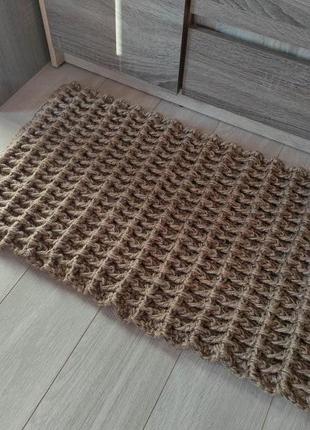 Двосторонній килим -доріжка із джуту. циновка. плетений килим.1 фото