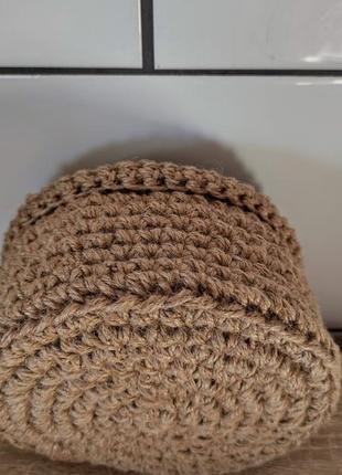 Кругла плетена корзинка. маленький в'язаний джутовий кошик. органайзер.