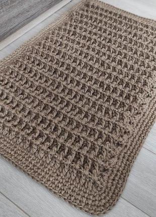 Маленький плетений килимок для ванної кімнати. вхідний джутовий килим ручної роботи.7 фото