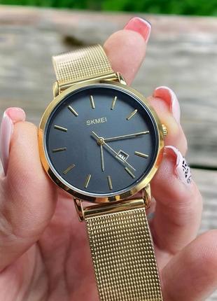 Жіночий класичний наручний  годинник зі сталевим браслетом skmei 1530gd gold