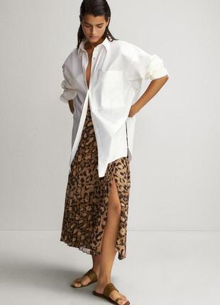 Плиссированная юбка с леопардовым принтом massimo dutti