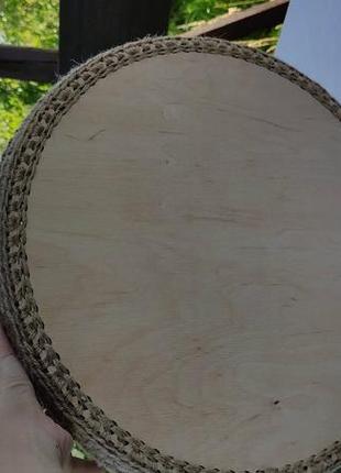 Круглый плетёный поднос с ручками. джутовая корзина для кухни. органайзер.