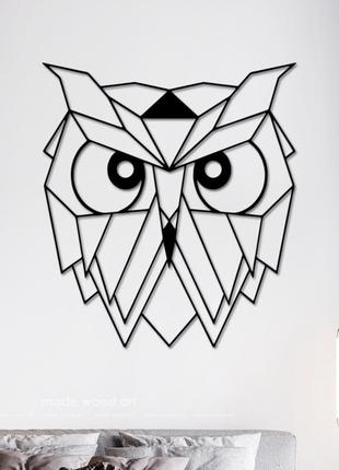Дерев'яна картина-панно "owl head"1 фото