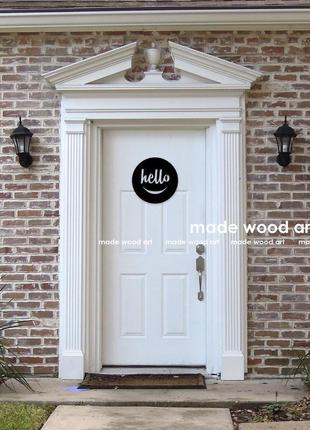 Деревянное слово hello ( на стену или дверь)3 фото
