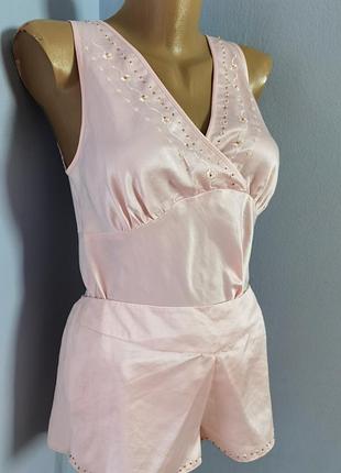 Брендовая атласная пижама размера m