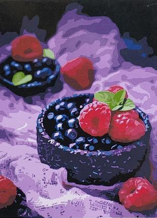 Живопис розпис картина за номерами смачні ягоди (sy6825) з лаком та рівнем розміром 40х50 см