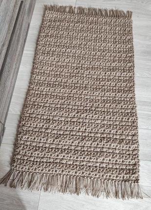 Двосторонній джутовий килим. плетений килимок з бахромою. циновка.8 фото