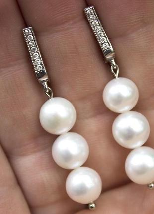 Срібні сережки з натуральним перлом