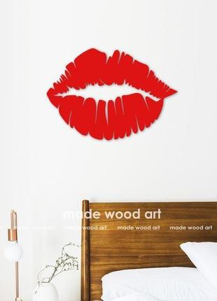Деревянная картина-панно "lips"3 фото