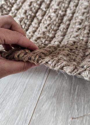 Килимок із джуту з китицями , джутовий килим, плетений килимок.