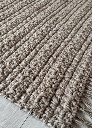 Килимок із джуту з китицями , джутовий килим, плетений килимок.