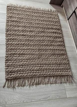 Килимок із джуту з китицями , джутовий килим, плетений килимок.