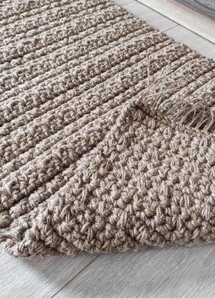 Килимок із джуту з китицями , джутовий килим, плетений килимок.