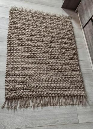 Килимок із джуту з китицями , джутовий килим, плетений килимок.