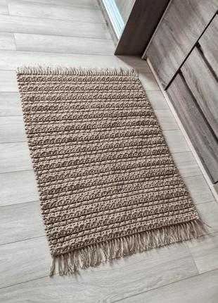 Килимок із джуту з китицями , джутовий килим, плетений килимок.2 фото