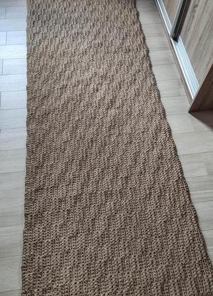 Двосторонній натуральний джутовий килим доріжка 1/3 м. плетена доріжка ручної роботи.7 фото