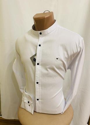 Белая рубашка оксфорд со стрейчем2 фото