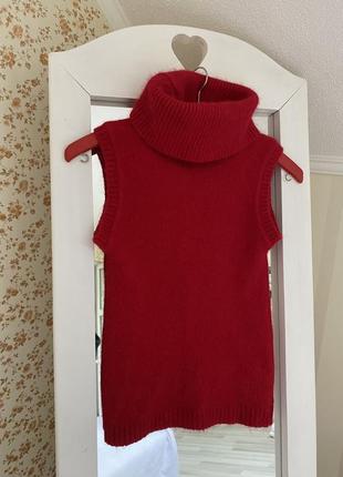 Гольф теплий водолазка блуза майка кофта з горлом светр джемпер пуловер реглан вовняний шерстяной шерсть червоний xxs xs3 фото