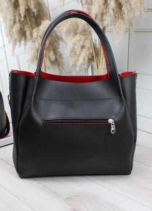 Жіноча стильна та якісна сумка чорна з червоним4 фото