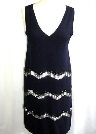 Шерстяная синяя туника платье с шерстью бренда maje
