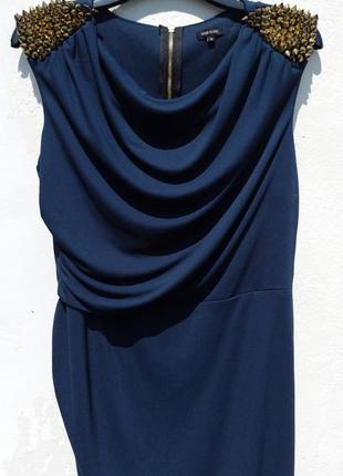 Элегантное синее миди платье с шипами river island2 фото