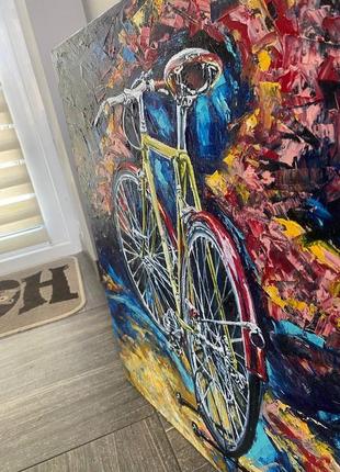 Картина олійними фарбами на полотні "велосипед"5 фото