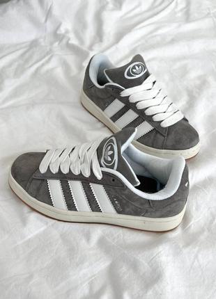 Жіночі кросівки adidas campus grey white адідас кампус сірого з білим кольорів