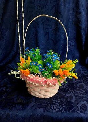 Allvoflor 🌸🐇 корзина пасхальная декоративная с рюшей натуральное дерево цветочная интерьерная для пасхи