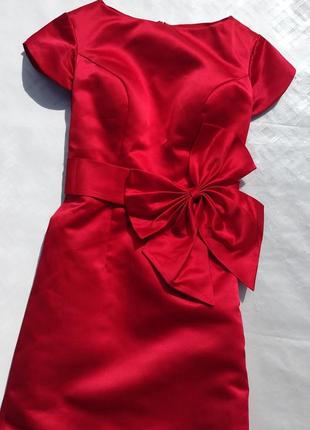 Шикарное красное платье футляр lan ting bride с бантом2 фото