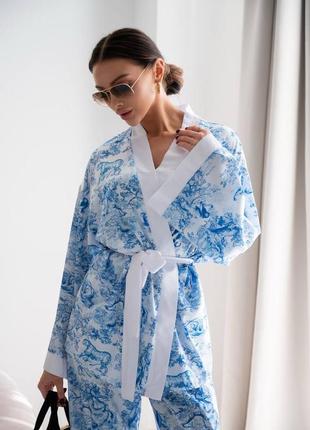 Шовковий костюм кімоно та брюки