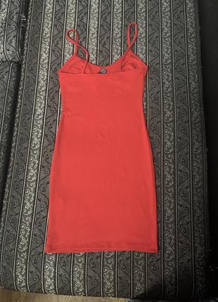 Платье мини на тонких бретелях красно-коралловое размер хс-c primark6 фото